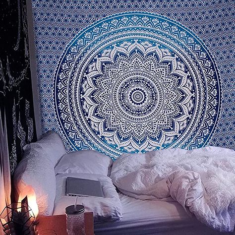 raajsee Indian Cotton Aqua Blue Tapestry Mandala Wall Hangings- Tapestry For Bedroom - Indie Wall Tapestry Hippie Room Decor - Boho Small Tapestrys Aesthetic 30x40 Inch Hippie Room, Tapestry For Bedroom, Living Room Tapestry, Indian Theme, Hippie Room Decor, Mandala Tapestries Wall Hangings, Hippy Room, Blue Tapestry, Yoga Blanket