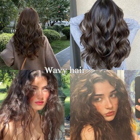 What's your hairtype?? #straighthair#wavyhair#curlyhair#coilyhair#aesthetics#pinterest#girls#layout#slefcare#selflove#haircare#hair Instagram Board Ideas, Wavy Hair Aesthetic Girl, Haircut Inspo For Wavy Hair, Haïr Style For Wavy Hair, Styled Wavy Hair, Cute Hairstyles Wavy Hair, How To Do Wavy Hair, Very Wavy Hair, How To Style Wavy Hair