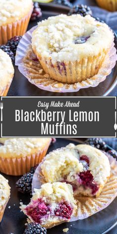 Blackberry Dessert Recipes, Lemon Muffin Recipes, Easy Make Ahead Breakfast, Blackberry Muffin, Blackberry Dessert, Blackberry Lemon, Blackberry Recipes, Easy Brunch Recipes, A Loaf Of Bread