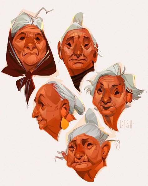 Loish 얼굴 드로잉, Character Design Sketches, Character Design Animation, Old Woman, Old Lady, Cartoon Character Design, Illustration Character Design, Character Design References, Facial Expressions