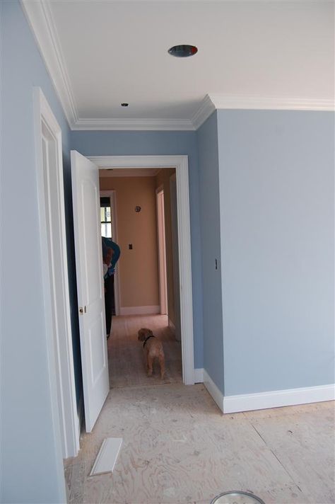 blue heather benjamin moore - Google Search Blue Wall For Bedroom, Painting Ideas For Rooms Bedrooms, Pale Blue Wall Paint, Blue Wall Ideas Bedroom, Shades Of Blue Wall Paint, Main Room Color Ideas, Blue Indoor Paint, Light Blue Room Paint, Blue Heather Benjamin Moore Bedroom