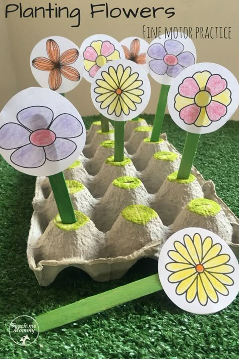 Flower Activities For Kids, Flower Activity, Preschool Garden, Fine Motor Practice, Plant Activities, Garden Activities, Plant Crafts, Spring Preschool, Teaching Toddlers