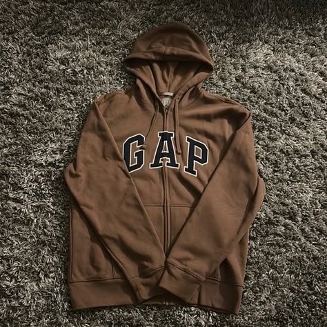 Gap Zip-Up Hoodie Brown Zip Up, Gap Zip Up Hoodie Outfit, 2025 Wishlist, Cute Online Clothing Stores, Blue Letters, Wag Dr, Dream Things, Brown Zip Ups, Gap Sweater