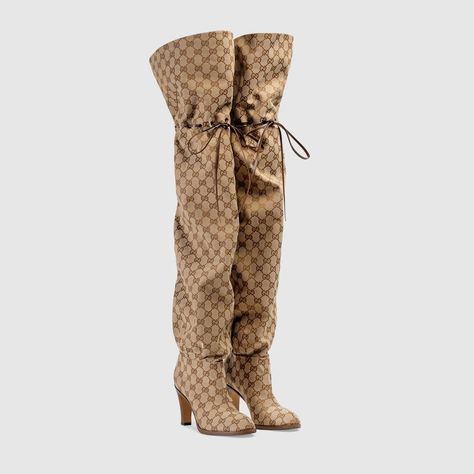 Gucci Gg Boots, Mens Riding Boots, Gucci Boots, Adjustable Shoes, High Heel Boots Knee, Winter Ankle Boots, Monogram Pattern, Knee Boot, Riding Boot