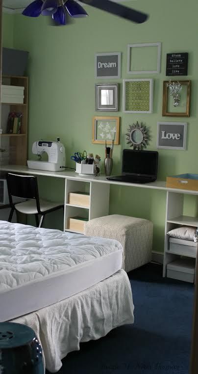 Guest Room Craft Room, Closet Cubbies, Craft Guest Room, Craft Room Closet, Sewing Area, Murphy Bed Ikea, Home Office/guest Room, Murphy Bed Ideas, Modern Murphy Beds