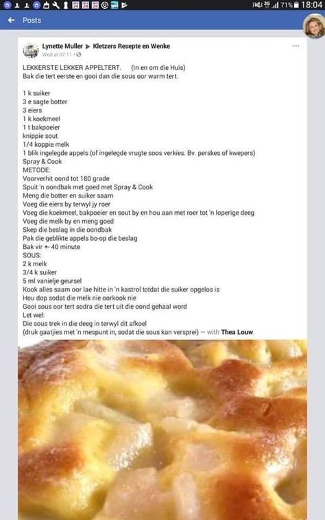 Appeltert Met Sous, Appeltert Resep, Appel Tert Resep, South African Desserts, Apple Slice Recipe, Easy Tart Recipes, Apple Tart Recipe, African Dessert, Cookie Recipes Homemade