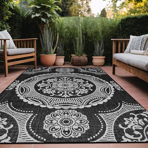 Amazon.com: LuuL Home Medallion Outdoor Rug 6x9 Washable Outside Carpet for Indoor Patio Porch Waterproof Easy Cleaning Non Shedding Area Rugs Nut Brown 6 x 9 : Patio, Lawn & Garden Backyard Living Room, Outside Carpet, Indoor Patio, Patio Porch, Outdoor Rug, Easy Cleaning, Porch, Carpet, Area Rugs