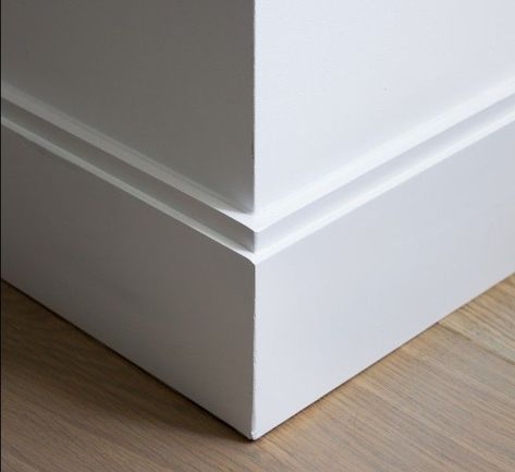 Stacked Baseboard Trim, Beveled Baseboard Trim, Base Board Trim Styles, Modern Floor Molding, Base Moulding Ideas, 8 Inch Baseboard Trim, Bathroom Floor Trim, Base Cap Molding, Modern Base Molding