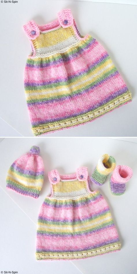 Knit Dress Pattern Free, Baby Dress Pattern Free, Vestidos Bebe Crochet, Girls Knitted Dress, Baby Cardigan Knitting Pattern Free, Baby Doll Clothes Patterns, Knit Dress Pattern, Simply Knitting