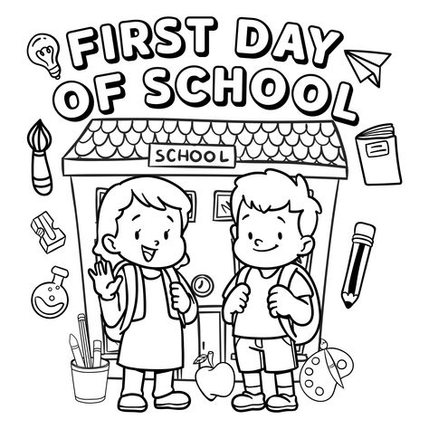 My First Day Of School Coloring Page, First Day Of School Coloring Page Kindergarten, First Day Of Preschool Coloring Sheet, First Day Of Preschool Worksheets, Welcome To First Grade Coloring Page, First Day Of School Worksheets 1st Grade, Welcome Back School Activities, 1st Day Of School Coloring Page Free, First Day Of School Activity Preschool