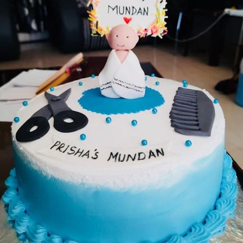 Cake For Mundan Ceremony, Mundan Ceremony Cake Ideas, Mundan Cake Designs, Mundan Ceremony Decoration Ideas, Mundan Ceremony Decoration, Baby Birthday Cake Ideas, Mundan Ceremony, 1st Haircut, Baby Shower Gender Reveal Cake