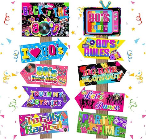 Amazon.com: 20 Pieses 80's Party Sign for 80s Party Decorations, Retro Hip Hop Party Sign 80s Theme Photo Booth Props for Back to The 80's Party 1980s Neon Throwback Adults Birthday Supplies : Home & Kitchen 80s Decorations, 80s Themed Party, 80s Party Decorations, Porch Stairs, Window Porch, 80s Decor, 80s Theme Party, Back To The 80s, 80's Party