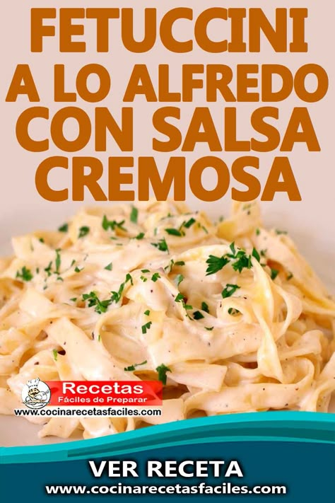 Esta receta de fetuccini a lo Alfredo con salsa cremosa es una pasta clásica italiana servida con una salsa cremosa de mantequilla, crema y queso parmesano. #cocinarecetasfaciles #recetascaseras #recetasfaciles #recetasdepastas Pasta Fetuccini, Pasta Fettucine, Pasta Alfredo Receta, Fetuchini Alfredo, Fetuccini Alfredo, Pasta Alfredo, Pasta Italiana, Alfredo Pasta, Tortellini