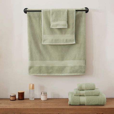 Green Towels Bathroom, Bathroom Turkish, Bath Clothes, Large Bath Towels, Green Bath Towels, Hand Towels For Bathroom, Sage Green Kitchen, Desert Sage, Towels For Bathroom