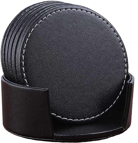 purchased 6.22 dining room coasters square instead of round w/ black place mats and williams sonoma runner?  Amazon.com | CARLWAY Set of 6 Leather Drink Coasters Round Cup Mat Pad for Home and Kitchen Use Black, 3.94", 10cm, : Coasters Finger Craft, Pattern Throw Pillows, Black Coasters, Moroccan Living Room, Coffee Room, Bar Coasters, Leather Making, Baby Spoon, Golden Design