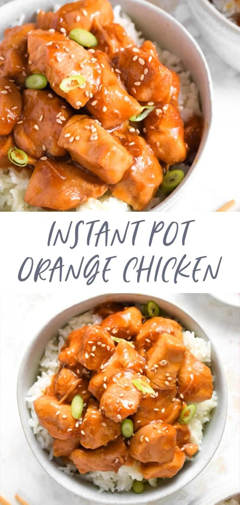 The Instant Pot Orange Chicken is simply AMAZING and as the Instant Pot as your only cooking tool, cleanup is a breeze! From start to finish, everything for this orange chicken cooks in the Instant Pot. This recipe really couldn’t get any easier. Simply throw everything in the Instant Pot, and 10 minutes later you'll have a delicious meal the whole family will love! Instant Pot Orange Chicken, Healthy Orange Chicken, Clean Eating Dinner Recipes, Orange Chicken Recipe, Takeout Food, Healthy Instant Pot, Orange Sauce, Creative Cooking, Sauce For Chicken