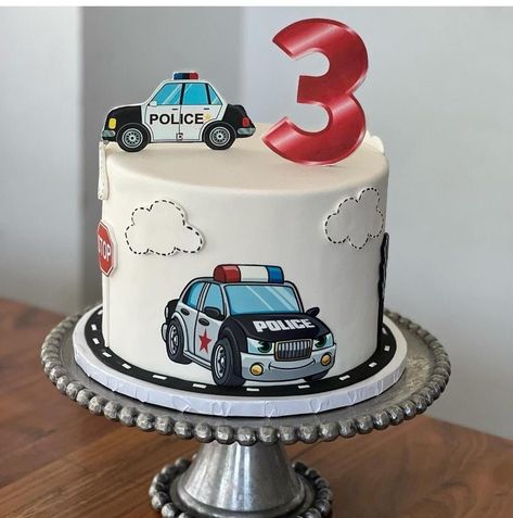 Police Car Cake, Police Car Cakes, Police Birthday Cakes, 2nd Birthday Cake Boy, Car Cakes For Boys, Police Cake, Birthday Cake Boy, Kids Police Car, Cars Cake Design