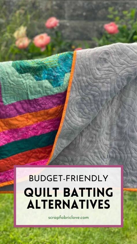 Find budget-friendly ideas for quilt batting alternatives, including using fleece as batting and how to sew batting together. Great for beginner quilt tutorials or upcycling fabric, these alternatives are perfect for creating bright quilts, charm pack quilts, or a cozy flannel quilt. Learn how to finish a quilt and baste a quilt while saving money with these affordable techniques for making beautiful heirloom quilts and quilt crafts. Quilt With No Batting, Quilt Batting Alternative, Temperature Quilts, Upcycling Fabric, Beginner Quilt Tutorial, Basting A Quilt, Quilt Crafts, Backing A Quilt, Charm Pack Quilt