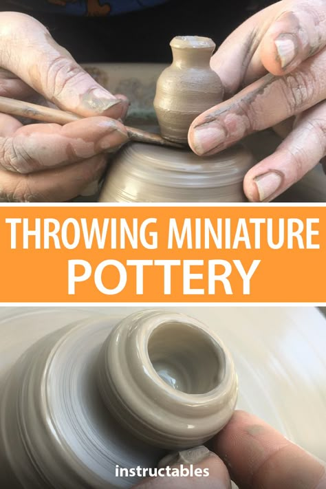 Miniature Pottery Clay Tutorials, Mini Ceramic Pots, Tiny Clay Pots, Small Pottery Wheel Projects, Ceramic Bud Vases Pottery, Tiny Pottery Wheel, Miniature Pottery Wheel, Mini Pottery Wheel Ideas, Microwave Kiln Pottery