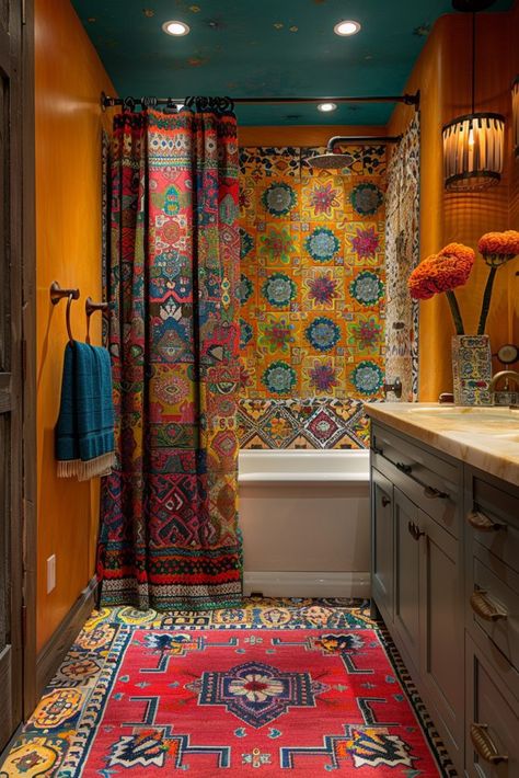 29 Boho Bathroom Ideas for a Relaxing and Stylish Sanctuary 5 Boho Bathrooms, Boho Bathroom Ideas, Lush Plants, Boho Bathroom, Bathroom Trends, Butcher Block Countertops, Chic Kitchen, Bold Patterns, Pattern Ideas