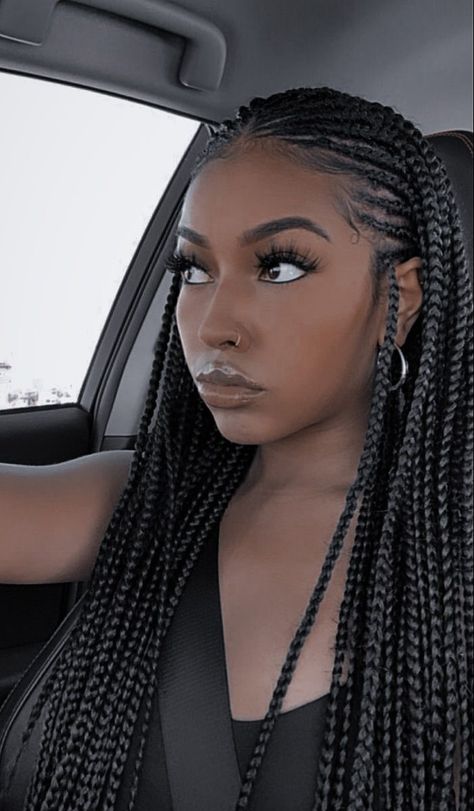 Afro Braids, Short Box Braids Hairstyles, Greasy Hair, Big Box Braids Hairstyles, Goddess Braids Hairstyles, African Hair Braiding Styles, Afrikaanse Mode, Box Braids Hairstyles For Black Women, Braided Cornrow Hairstyles