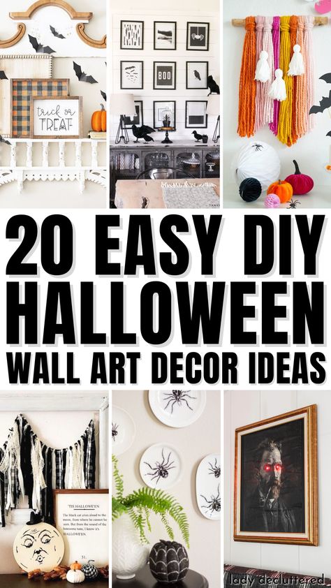 20 Easy DIY Halloween Wall Art Decor Ideas Blank Wall Halloween Decorations, Easy Halloween Wall Decor, Halloween Accent Wall, Diy Wall Halloween Decorations, Halloween Diy Wall Decor, Halloween Wall Decor Ideas, Diy Halloween Wall Decorations, Halloween Wall Art Diy, Diy Halloween Wall Art