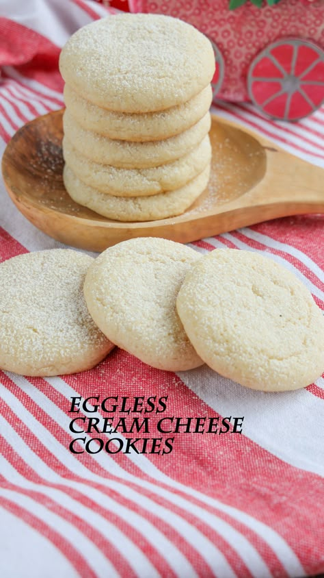 Eggless Cream Cheese Cookies are soft, light, melt in the mouth, and delightful. They are perfectly sweet and has a slight signature tanginess of cream cheese, and flavored with cardamom. These cookies are super easy to make and the recipe comes together very quickly. Cookie Recipe Without Eggs, Eggless Sugar Cookie Recipe, Sugar Cookies With Cream Cheese, Desserts Without Eggs, Cooked Cabbage Recipes, Eggless Sugar Cookies, Eggless Baking Recipes, Cream Cheese Cookie, Cookies Cream Cheese