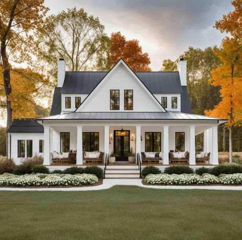 Country House Exterior, Modern Cottage Homes, Dream House Modern, Design Decor Ideas, Winter House Exterior, Ranch House Exterior, Dream Life House, Cottage Style Homes, Modern Farmhouse Design