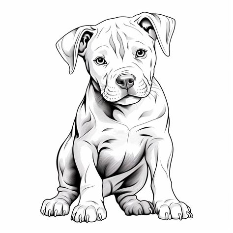 Staffy Drawing Pencil, Pitbull Coloring Pages, Pitbull Puppy Drawing, Dog Tattoo Drawing, Pitbull Sketch, Dog Cartoon Drawing, Animals Wearing Clothes, Pit Bull Drawing, Pitbull Drawing