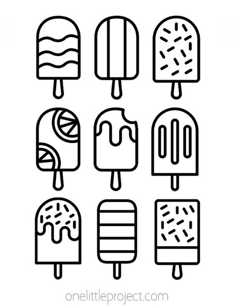 Free printable summer coloring pages that are great for both kids and adults. These summer coloring sheets are a great kids activity, perfect for summer break, sleepovers, or a summer birthday party! Relax and enjoy a summer coloring page featuring popsicles, sports, the beach, summer fruit, and more. And they're all FREE to download and print! Simple Printable Coloring Pages, Popsicle Coloring Page Free Printable, Simple Food Coloring Pages, Cute Food Coloring Pages Free Printable, Sticker Coloring Pages, Preppy Coloring Pages Aesthetic, Coloring Pages Simple Cute, Simple Colouring Pages For Kids, Aesthetic Colouring Pages Simple