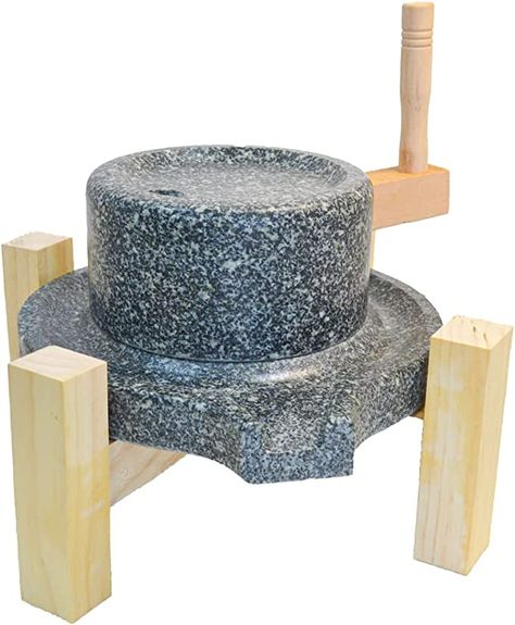 Grain Grinder, Mountain People, Flour Mill, Natural Granite, Stone Ornaments, Granite Stone, Homestead Survival, Hand Crank, Wood Stand