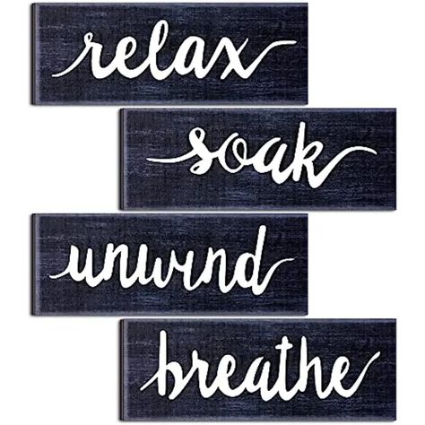 4pcs Set Bathroom Wall Art Farmhouse Wall Decors Relax Soak Unwind Breathe Rustic Bathroom Wooden Signs Funny Vintage Wooden Decor For Laundry Room Bathroom | Shop The Latest Trends | Temu Bathroom Dark Blue, Decor For Laundry Room, Bathroom Dark, Relax Soak Unwind, Elevated Homes, Laundry Room Bathroom, Vintage Laundry, Wall Art Farmhouse, Rustic Bathroom Decor