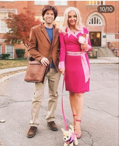 Elle Woods And Warner Costume, Elle Woods And Emmett, Elle Woods Outfit, Blonde Couples, Isabella Costume, Elle Woods Costume, Bruiser Woods, Legally Blonde Outfits, Woods Outfit