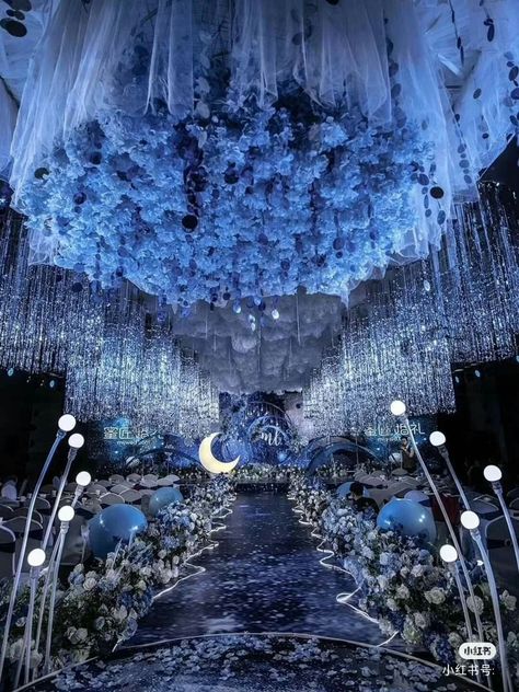 Shades Of Blue Wedding, Corpse Bride Wedding, Debut Theme, Wonderland Wedding Theme, Galaxy Wedding, Debut Ideas, Starry Night Wedding, Dream Wedding Reception, Blue Wedding Inspiration