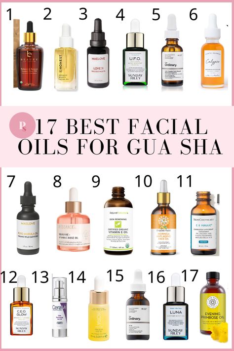 17 Best Facial Oils for Gua Sha Best Facial Oil For Guasha, Face Oil In Skincare Routine, What Oils Are Good For Your Face, Best Way To Use Gua Sha, Face Oil Products, Oiling Face Skin Care, When To Use Gua Sha On Face, What Serum To Use With Gua Sha, Best Face Massage Oils