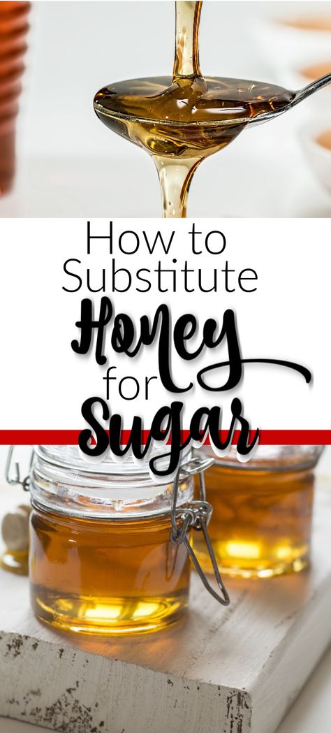 Honey is a great natural substitute for sugar in most recipes, and it is so easy to do! Here is how to substitute honey for sugar in almost anything! Honey Substitute For Sugar, Substitute For Sugar, Honey Substitute, Baking Substitutions, Fake Honey, Baking Conversions, Sugar Replacement, Sugar Alternatives, Brown Spots Removal