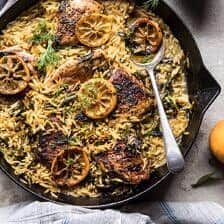 One Skillet Lemon Butter Chicken and Orzo - Half Baked Harvest Creamy Coconut Chicken, Chicken And Orzo, Lemon Chicken Orzo, Half Baked Harvest Recipes, Lemon Butter Chicken, Tomato Chicken, Hearty Beef Stew, Greek Lemon Chicken, Chicken Orzo