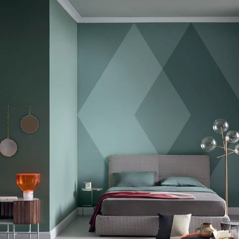 Green Contemporary Wall Mural Decal Personalized Size Harlequin Wall Covering for Guest Room Harlequin Wall, Bedroom Wallpaper Accent Wall, Bedroom Paint Colors Master, Farmhouse Apartment, Wall Mural Decals, Feature Wall Living Room, Chic Modern Home Decor, Deco Studio, Red Home Decor