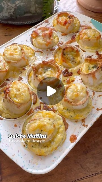 Kristy Hawk on Instagram: "Quiche Muffins
This is a fun and different way to make AND eat quiche!! My family loved these! 

RECIPE - Makes 12
INGREDIENTS:
4 zero carb tortillas *I used Hero tortillas 
6 eggs
1 cup heavy cream 
2 Tbsp butter
1 cup broccoli, chopped
1/4 of a red bell pepper, diced
1/4 of a yellow bell pepper, diced
1/4 of an orange bell pepper, diced
1 green onion, sliced
1 cup of ham, cubed
1/2 tsp salt
1/2 tsp black pepper 
1/2 tsp garlic powder 
1 cup shredded Colby Jack cheese 

DIRECTIONS:
1. Melt the butter in a skillet over medium heat. 
2. Add in the broccoli, onions and peppers and sauté for 5-10 minutes until tender. 
3. Remove from heat. 
4. Preheat oven to 350 degrees Fahrenheit. 
5. Brush some water on the edge of a tortilla and then roll it up loosely. Pinch th Tortilla Quiche Muffins, Quiche Made With Tortillas, Quiche Muffins With Tortillas, Tortilla Egg Cups, Quish Recipes Easy Muffin Pan, Egg Tortilla Bake 2 Ways, Egg Kiesh Recipes Muffin, Keto Baked Eggs In Muffin Tin, Frittatas In Muffin Tins