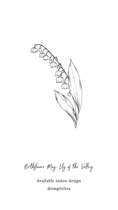 May Birth Flower Tattoo, Lily Of The Valley Tattoo, Men Flower Tattoo, Valley Tattoo, May Birth Flower, Birth Flower Tattoos, Zodiac Tattoos, Lily Tattoo, Floral Tattoo Design