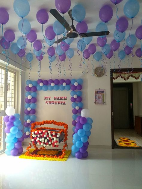 Decoration For Name Ceremony, 21st Day Cradle Ceremony Decoration, Baby Welcoming Decoration, Baby Naming Ceremony Decorations At Home, Cradle Ceremony Decorations At Home Diy, Birthday Decors At Home, Name Ceremony Decoration At Home, Baby Naming Ceremony Decorations, Barasala Decoration