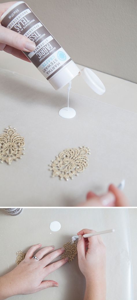 Diy Lace Earrings, Anting Manik, Fabric Stiffener, Diy Bride, Wedding Day Jewelry, Lace Earrings, Lace Jewelry, Jewelry Techniques, Textile Jewelry