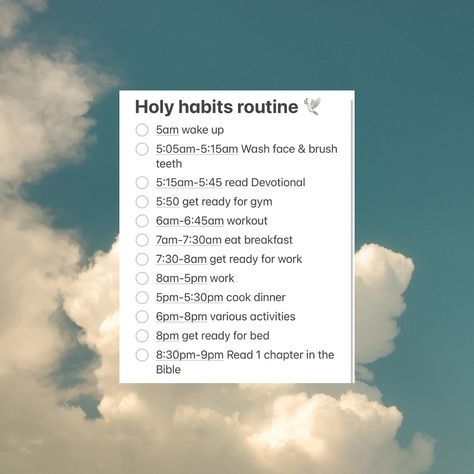 Steal my Daily routine! 🕊️✨✝️ - wake up early - move your body daily - read your Bible - eat good food Anything I’m missing? 👇 #holyhabits #routine #morning #workout #christian #faithjourney Christian Routine, Read Your Bible, My Daily Routine, Wake Up Early, Daily Reading, Move Your Body, Morning Workout, How To Wake Up Early, Face Brush