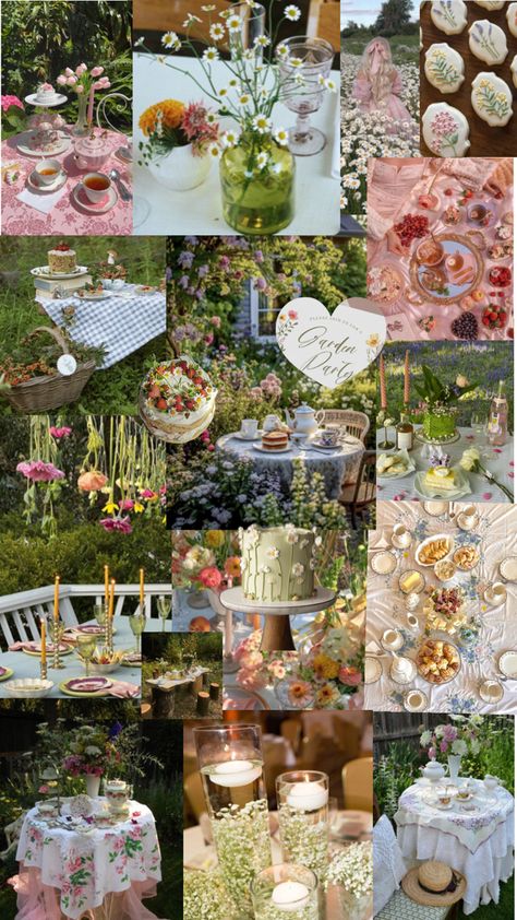 Cottage Core Garden Party Aesthetic 18th Birthday Celebration, Cottage Core Garden, Sweet Sixteen Birthday Party Ideas, Fairy Garden Birthday Party, Core Memory, Garden Party Theme, Fairy Tea Parties, Fairy Garden Party, Picnic Birthday