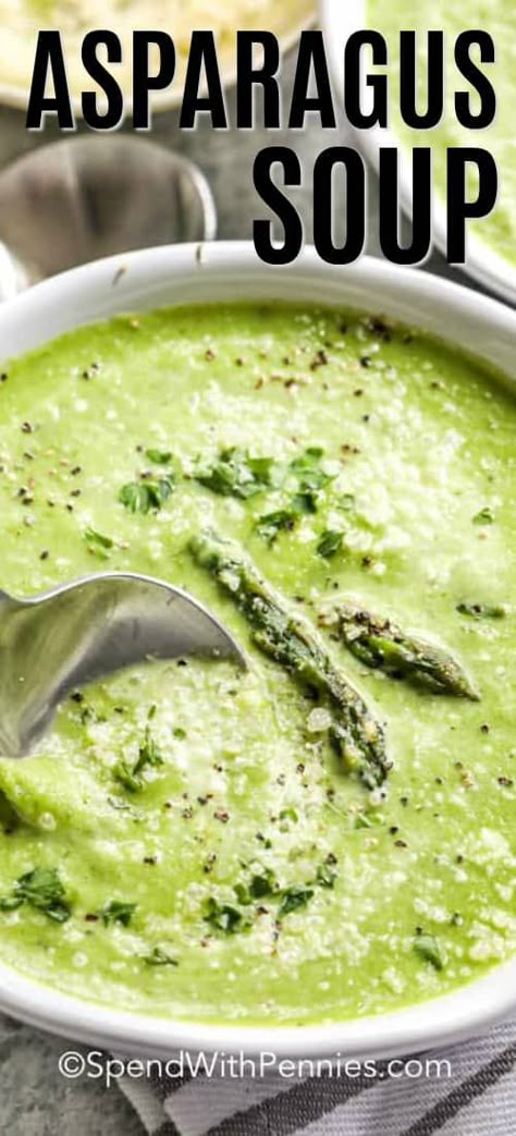 Asparagus Recipes Soup, Asparagus Soup Recipe, Creamy Asparagus Soup, Cream Of Asparagus, Asparagus Chicken, Cream Of Asparagus Soup, Creamed Asparagus, Creamy Asparagus, Soup Appetizers