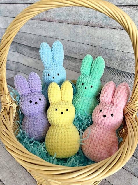 No Sew Peep Bunny Peep Bunny, Crochet Stuffies, Spring Crochet, Confection Au Crochet, Crochet Plushies, Crochet Bunny Pattern, Easter Crochet Patterns, Crochet Easter, Plushie Patterns