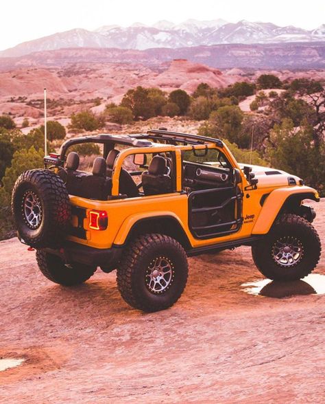 Orange Jeep Wrangler, Jeep Driving, Orange Jeep, Adventure Jeep, Yellow Jeep, Jeep Concept, Jeep Baby, Badass Jeep, Jeep Camping