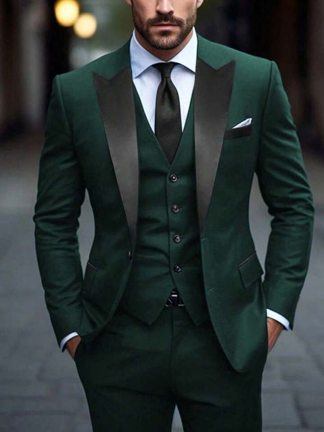 Green 3 Piece Suit, Grad Suits, Green Tux, 3 Piece Suit Men, Green Suits, Green Suit Men, Terno Slim Fit, Suit For Men Wedding, Green Wedding Suit