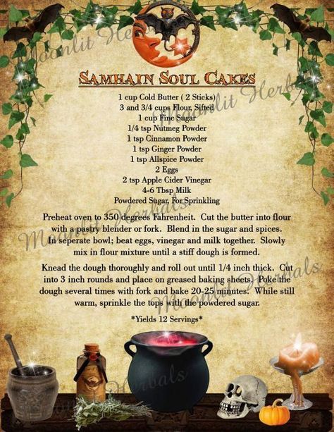 Samhain Soul Cake Recipe Witch Food Recipes, Witch Cookbook, Pagan Recipes, Digital Book Of Shadows, Witchy Recipes, Soul Cakes, Samhain Recipes, Colcannon Recipe, Witch Recipes