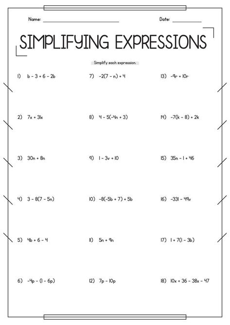 mathematics worksheets Simplify Algebraic Expressions, Algebraic Expressions Worksheet, Algebra Equations Worksheets, Simplify Expressions, Algebraic Expression, Simplifying Rational Expressions, Simplifying Algebraic Expressions, Math Worksheets For Kids, Simplifying Expressions